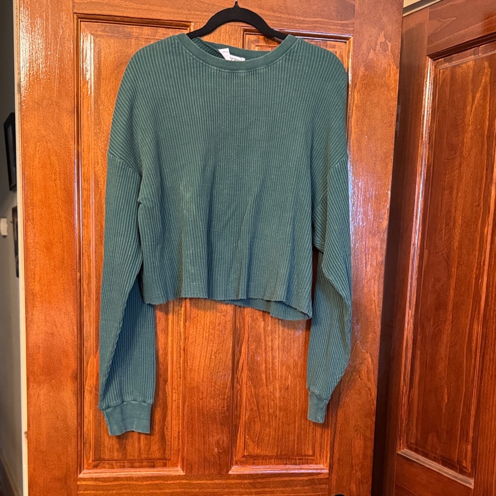 Double Zero Forest Green Waffle Knit Top